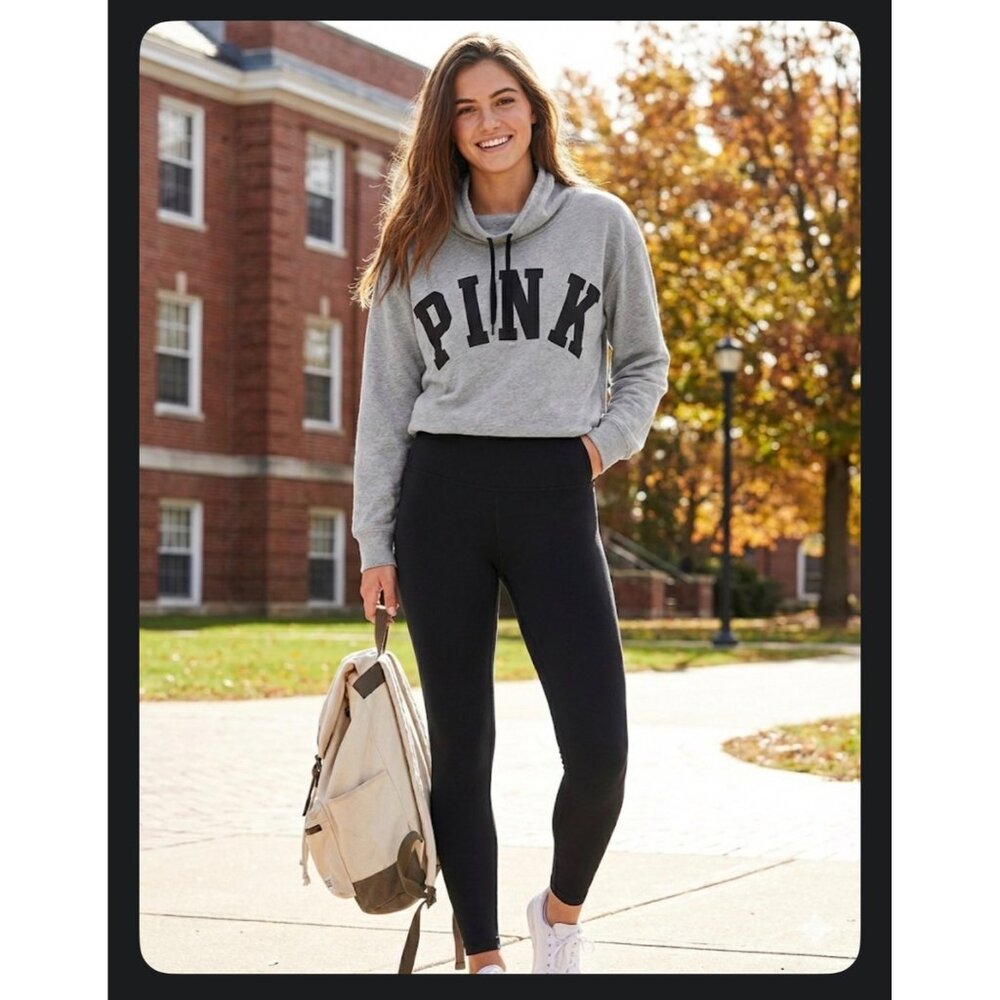 PINK by VICTORIA'S SECRET CROP GRAY SWEATSHIRT - NEW! SIZE LG